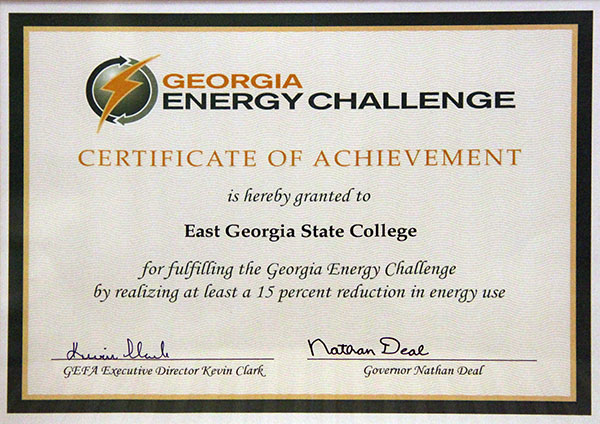 Georgia Energy Challenge: Certificate of Achievement