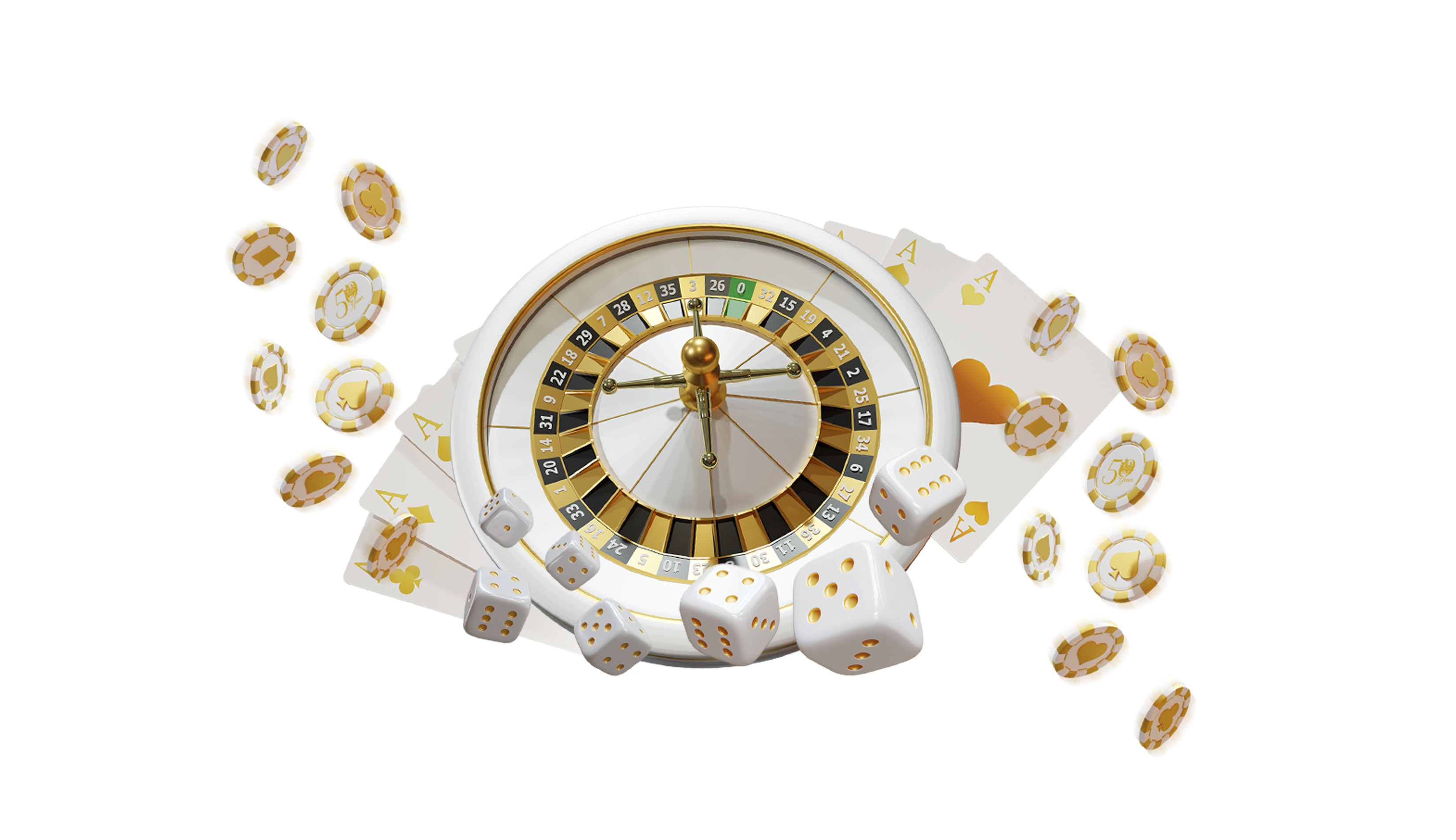 a design featuring a roulette wheel, playing cards, poker chips, dice and the words Casino Night